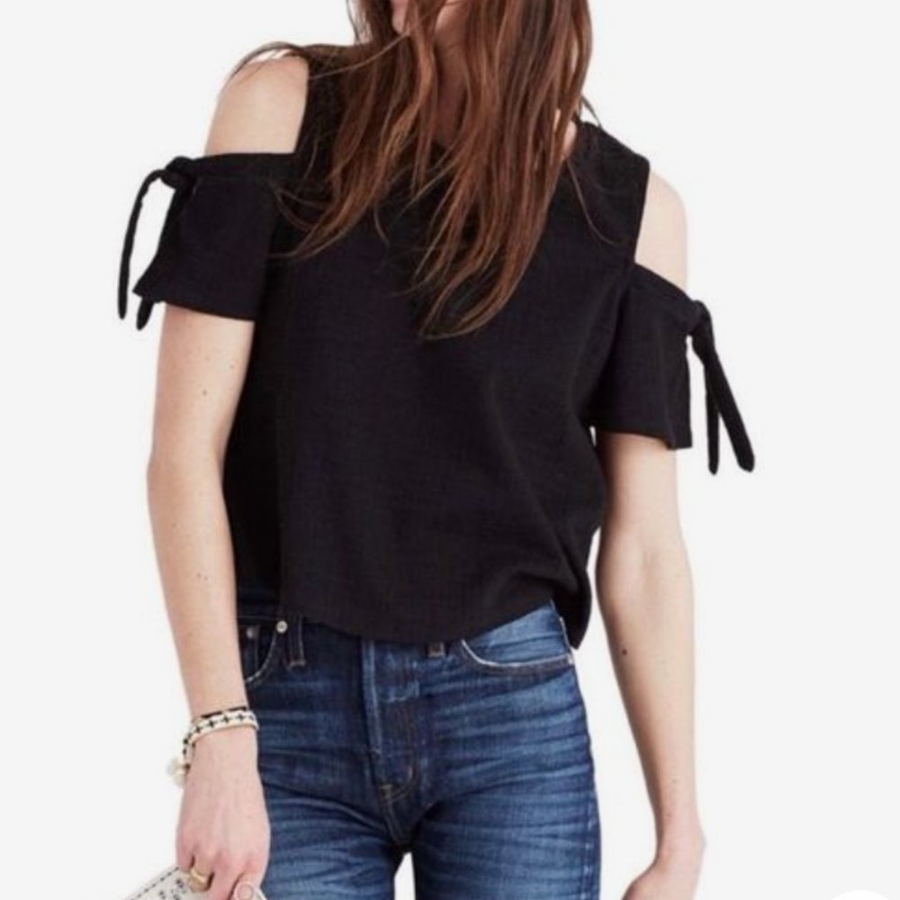 Madewell Black Cold Shoulder Top